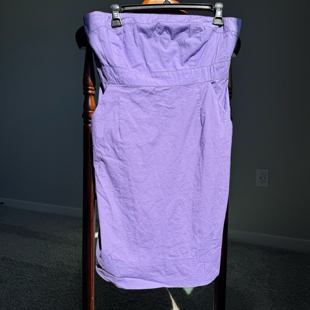 New York & Company Lavender Strapless Mini Dress Cotton 6 Pockets Y2K Babydoll